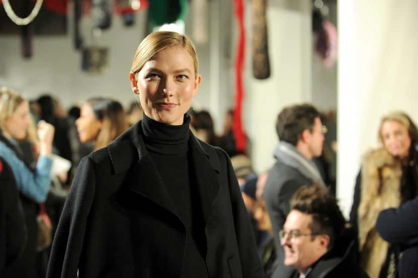 Karlie Kloss attends the Calvin Klein runway show during Fashion Week in New York on Friday.