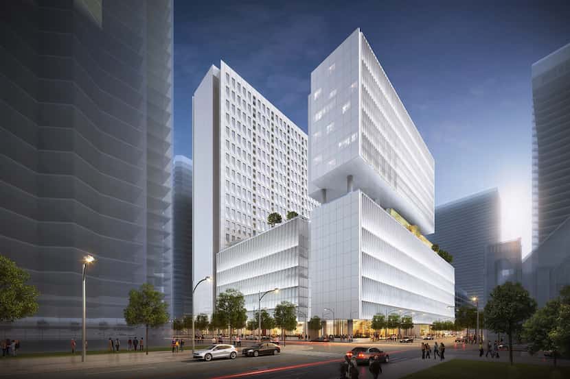 A high-rise project with retail, parking, a 200-room hotel and a planned residential tower...