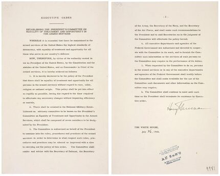 President Harry Truman signed an executive order ending desegregation in the military July...