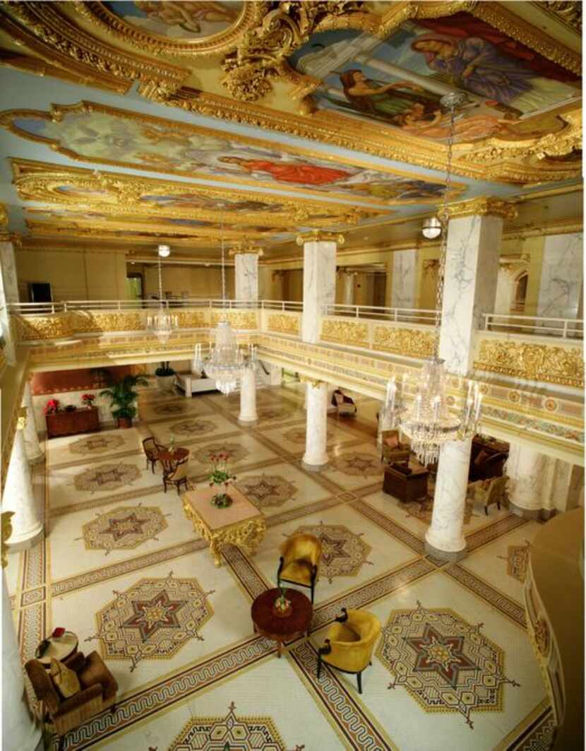 
The elegant lobby of the French Lick Springs Hotel in French Lick, Indiana. 
