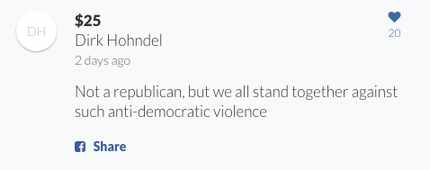 A comment posted on the GoFundMe for the Republican headquarters in North Carolina.