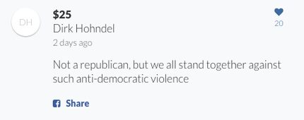 A comment posted on the GoFundMe for the Republican headquarters in North Carolina.