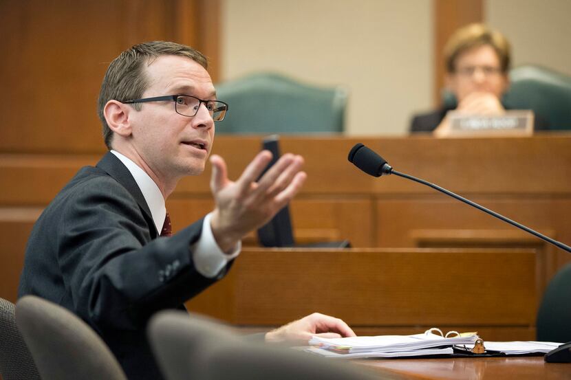 Texas Education Agency Commissioner Mike Morath speaks at a House Public Education Committee...