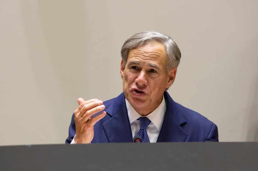Governor Greg Abbott speaks at press conference on protest violence with Dallas Mayor Eric...