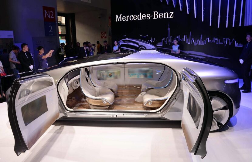 
In self-driving mode, the Mercedes-Benz F 015 won’t let passengers brake or steer. But they...