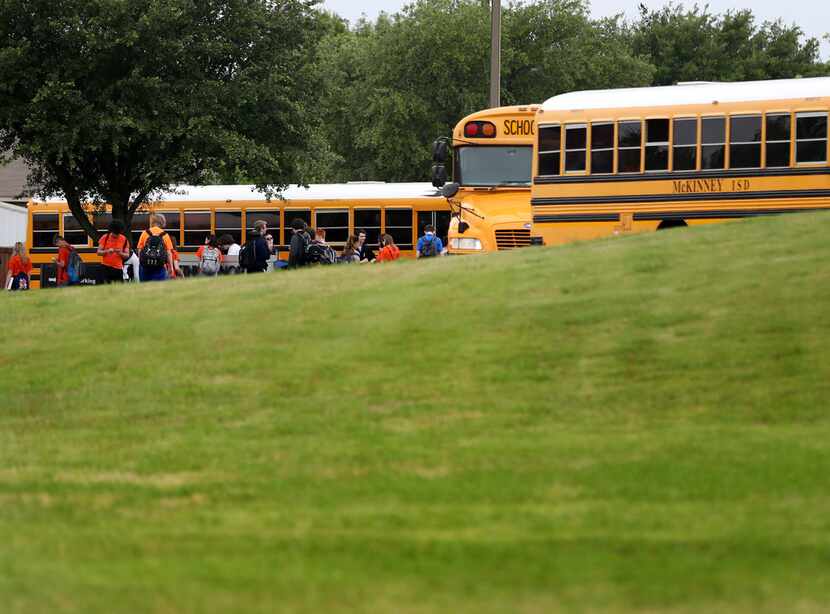 McKinney North High School students left the school after dismissal Monday. This was the...