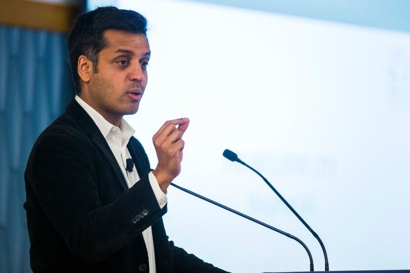 Wajahat Ali, contributing op-ed writer for The New York Times, gives a keynote speech on...