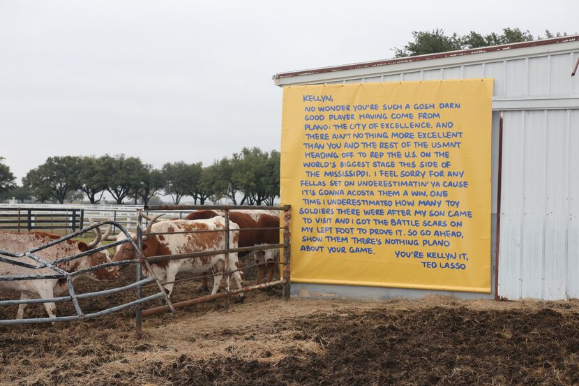 Plano native Kellyn Acosta was given a Ted Lasso billboard on the side of a barn as...