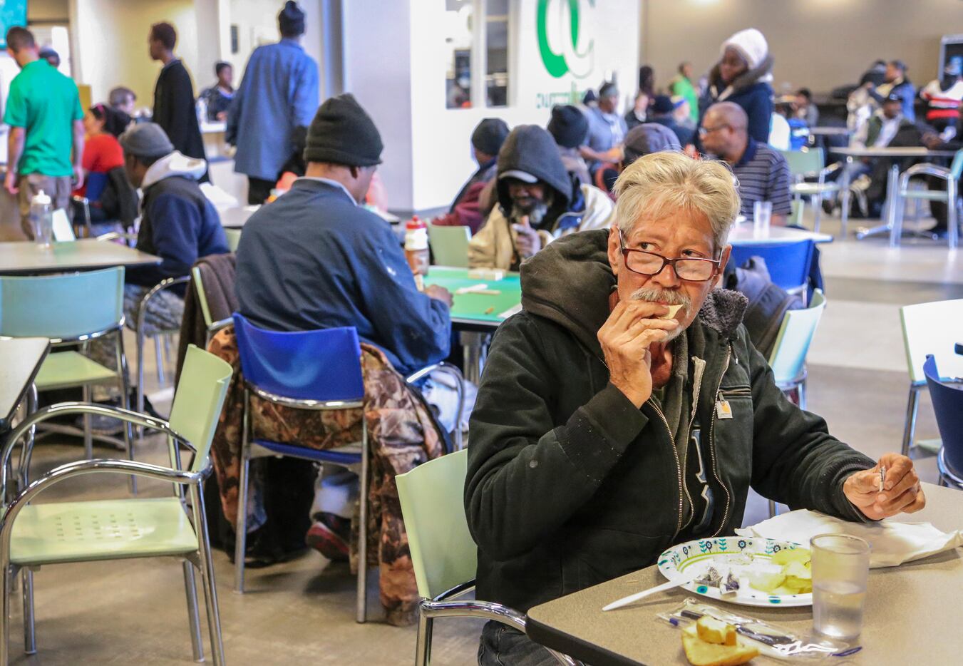 A man eats lunch at Our Calling in Dallas on Dec. 10, 2018. 