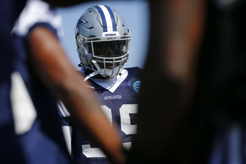 Dallas Cowboys cornerback Brandon Carr (39) is pictured during afternoon practice at...