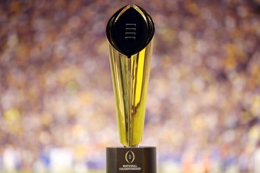 BATON ROUGE, LA - OCTOBER 17: College Football Playoff National Championship Trophy...