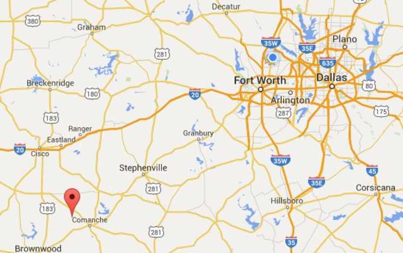 The red marker is where Sidney ISD is situated in Comanche Country, about 160 miles...