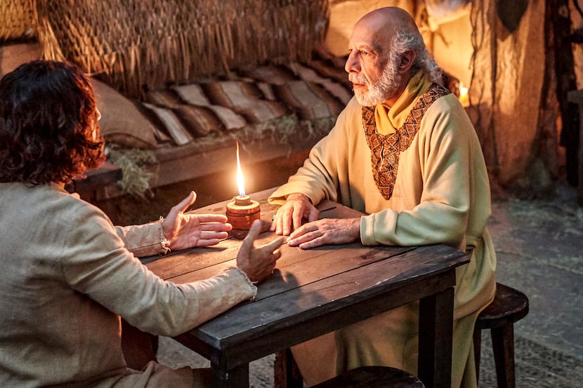 Jesus (Jonathan Roumie) and Nicodemus (Erick Avari) visit in a scene from the first season...