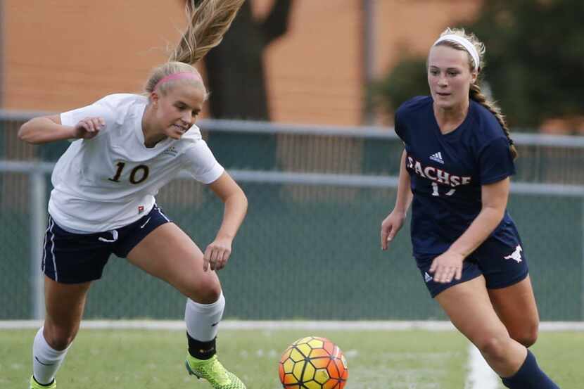 Sachse's Gracie Harr (right) ranks among the area scoring leaders with 21 goals. (Rose...