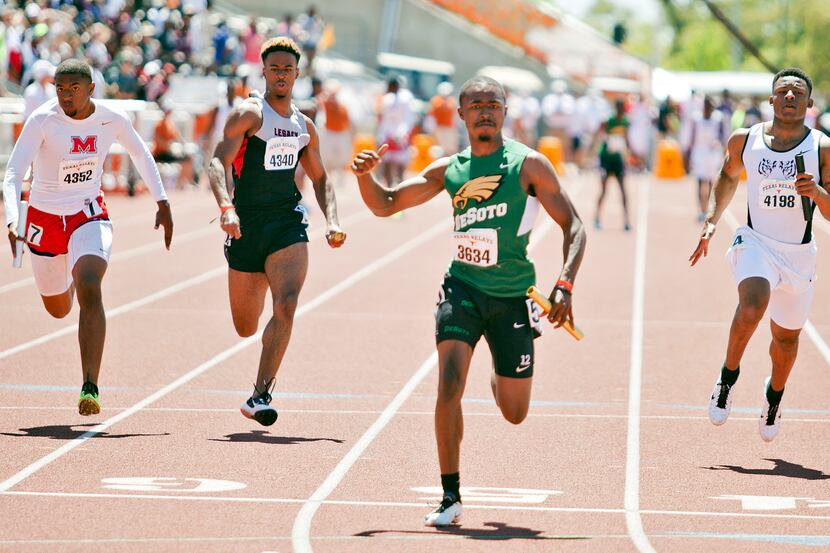 London Dunn of Desoto races towards the finish line in the Division 2 of the Boys 400 Meter...