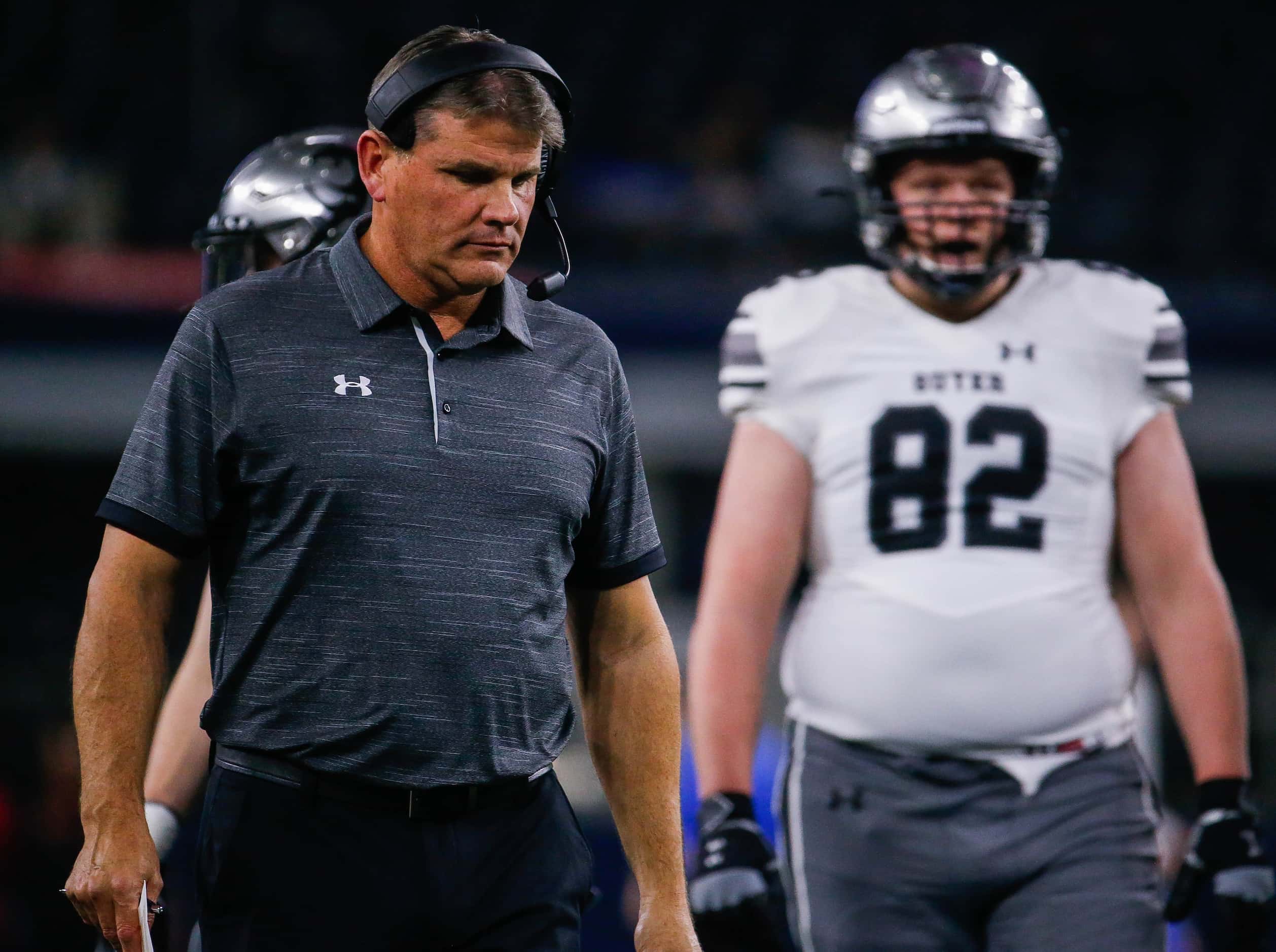 Denton Guyer's coach John Walsh in the second quarter of a Class 6A Division II state...