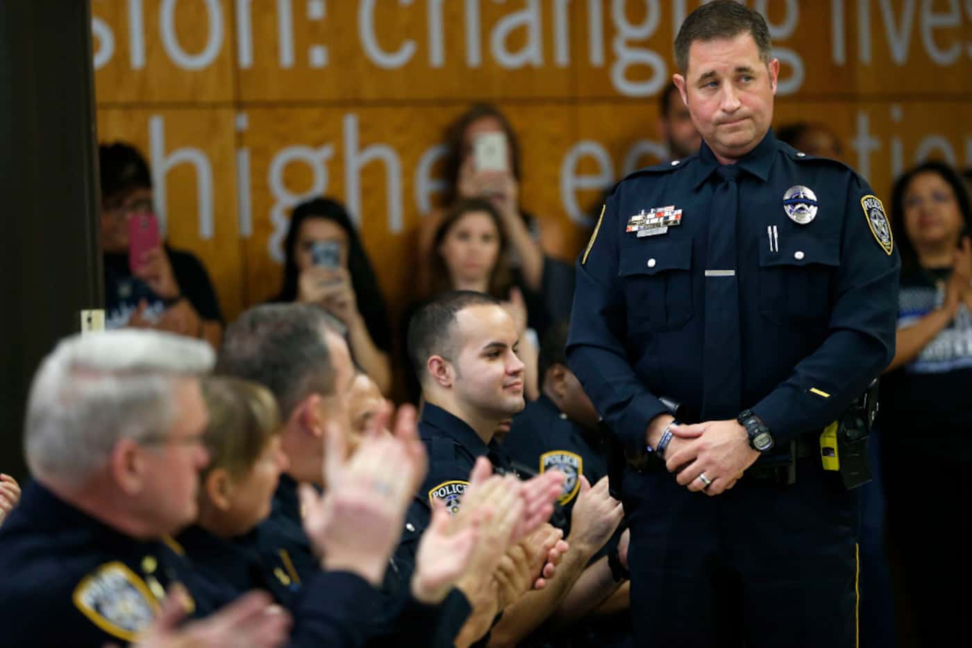 El Centro College police Officer John Abbott, who was injured during the ambush on July 7,...