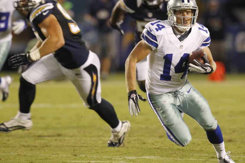 Dallas Cowboys wide receiver Cole Beasley (14) makes a catch against the San Diego Chargers...
