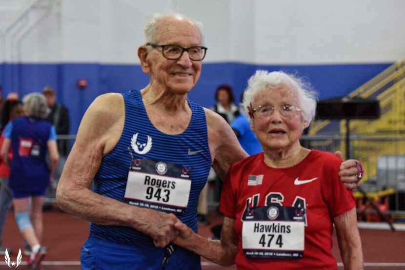 Orville R ogers and Julia Hawkins at last month's USATF Masters Indoor Championships in...