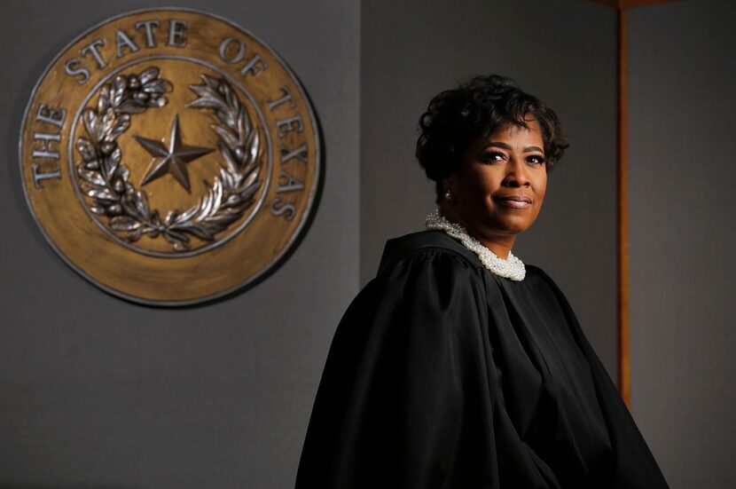 Judge Tammy Kemp of the Texas 204th District Court is photographed in court at the Frank...