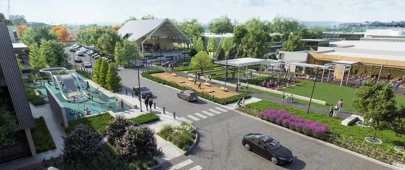 An architect rendering of the new outdoor spaces and construction at Assembly Park.