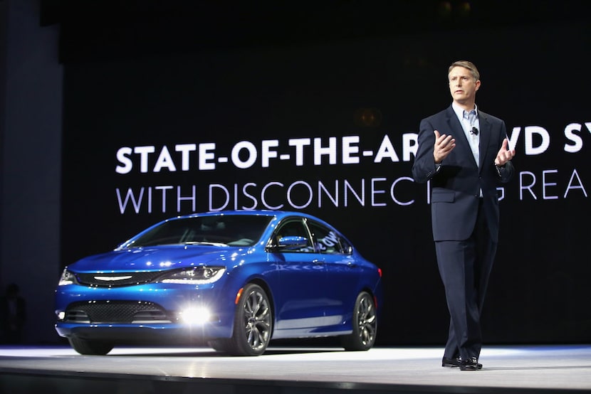 DETROIT, MI - JANUARY 13:  Alistair Gardner, President and CEO of Chrysler Brand, introduces...