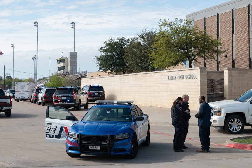 Parent Tim Allen (far right), 50, asked an officer how he could see if his 14-year-old son...