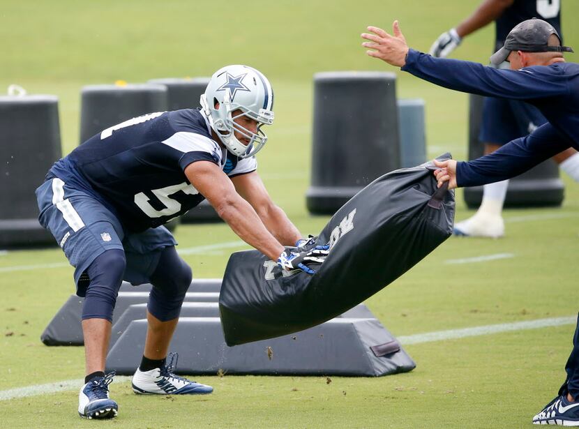 Dallas Cowboys linebacker Kyle Wilber (51) practices during a minicamp at Valley Ranch on...