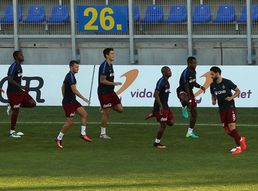 Castillo warming up with his new team before a pre-season friendly in Hungray