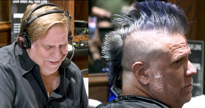 In this before and after picture, The Ticket's George Dunham is seen at Boardroom Salon for...