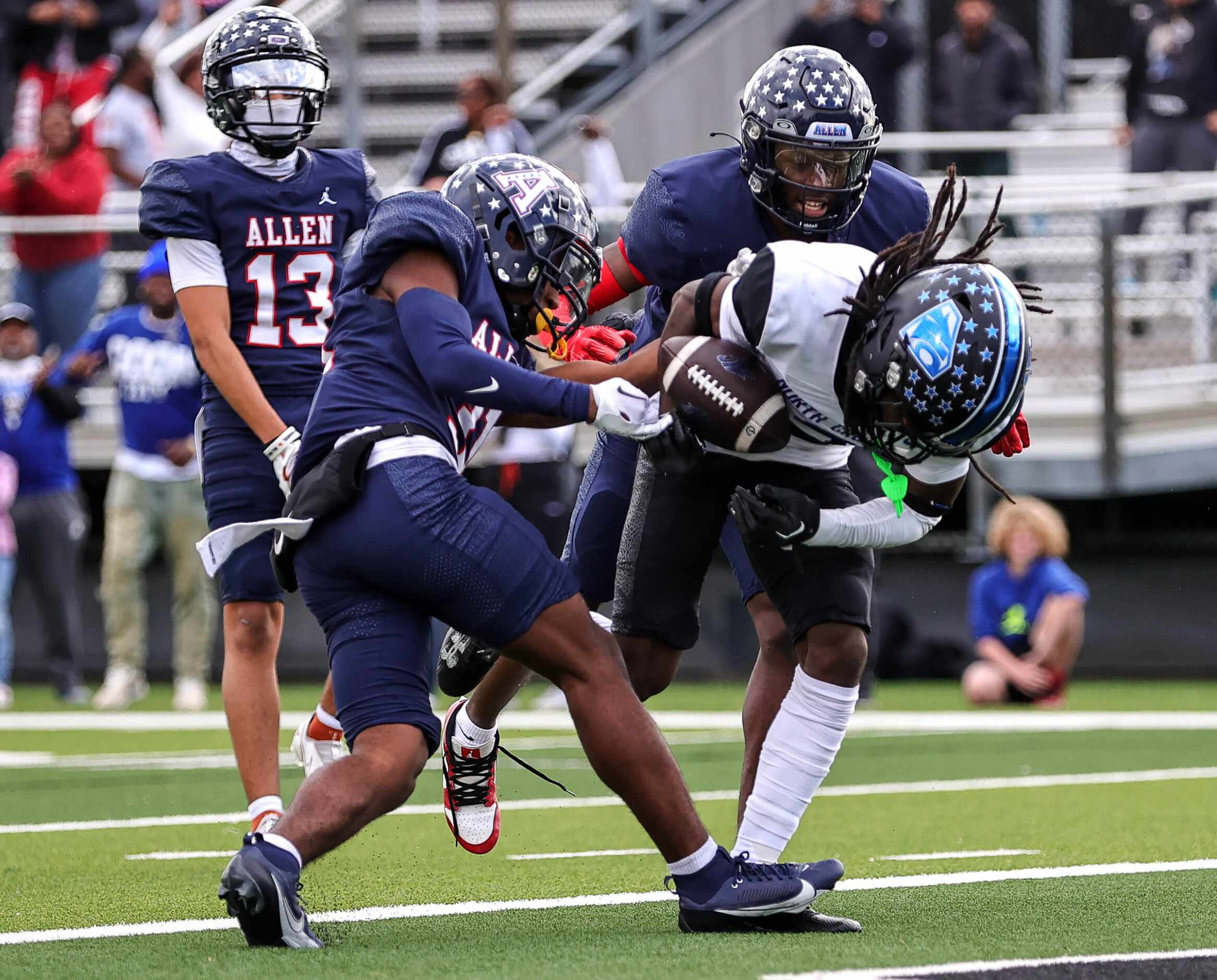 North Crowley wide receiver Dekoryian West-Davis (3) gets into the end zone for a 30 yard...