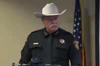 Tarrant County Sheriff Bill Waybourn speaks at a news conference on May 16, 2024.