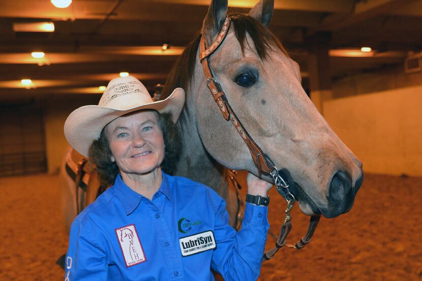 Mary Burger, 68, with her horse Mo. The barrel racer will be riding a different horse this...