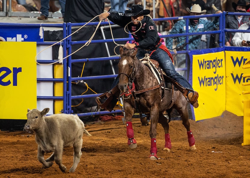 PRCA Tie Down Roping contestant Shad Mayfield earns second place in the first round of his...