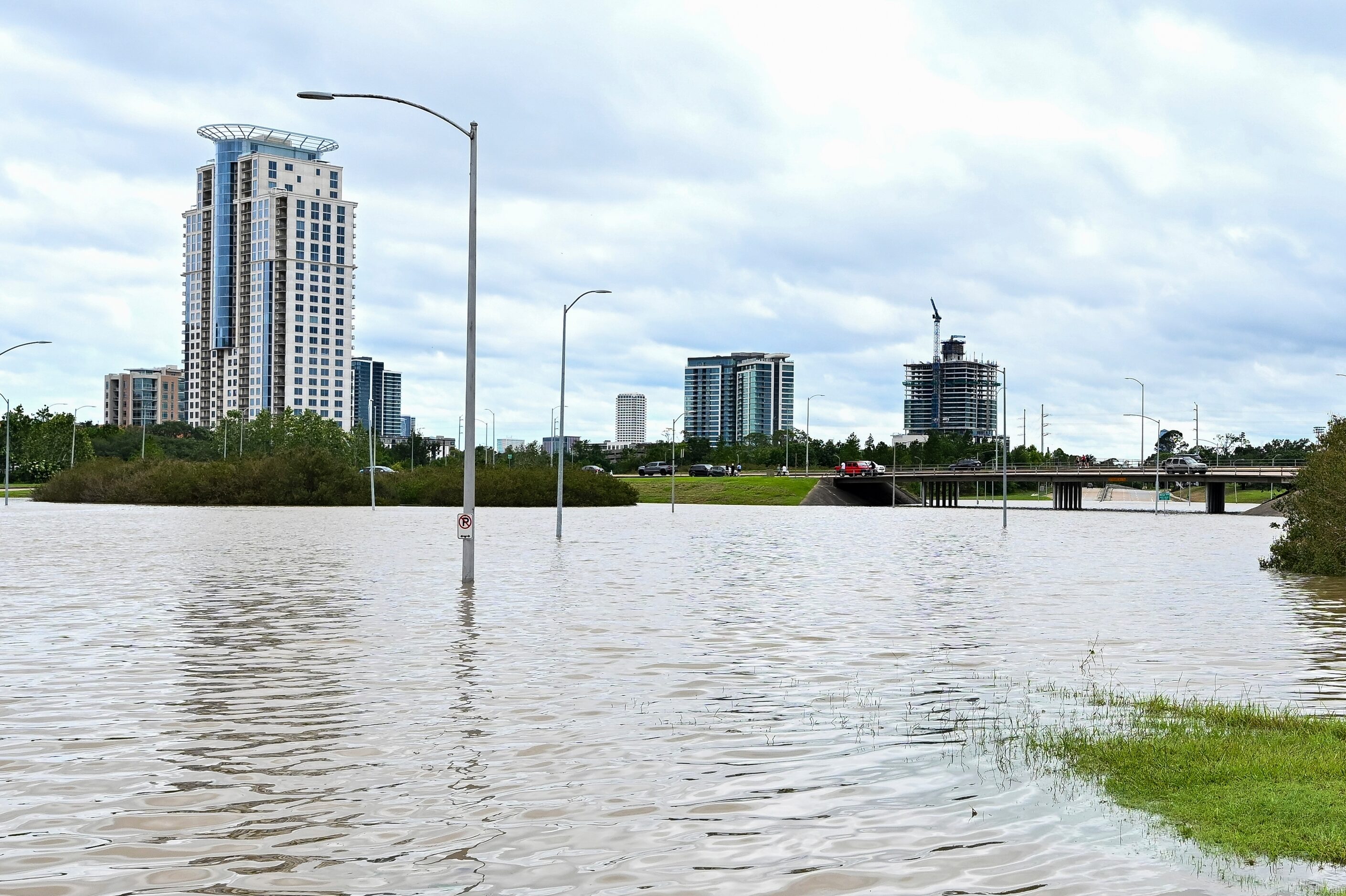 Streets flood near downtown Houston just after Beryl made landfall on Monday, July 8, 2024,...