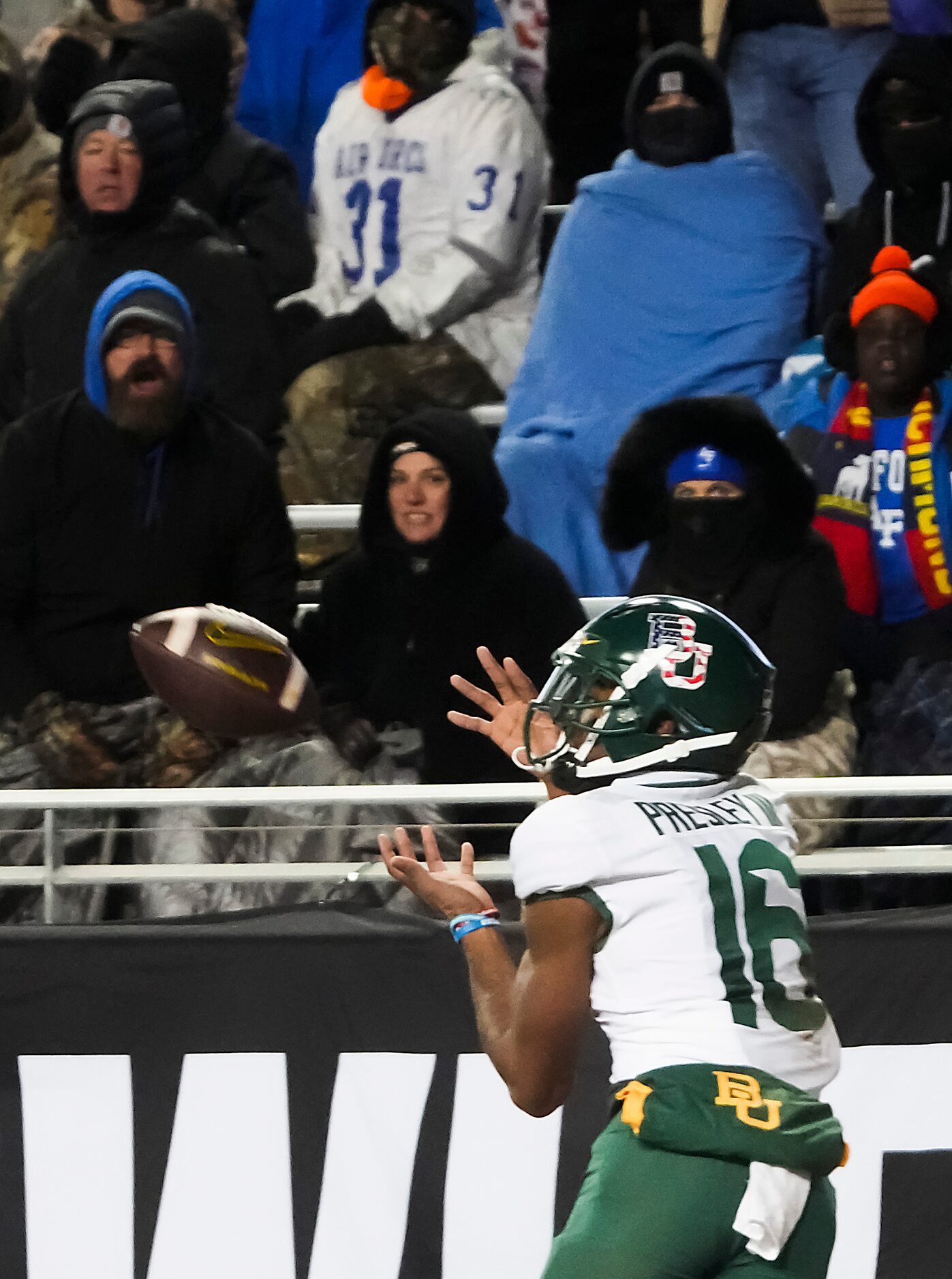 Baylor wide receiver Hal Presley (16) catches a touchdown pass during the first half of the...