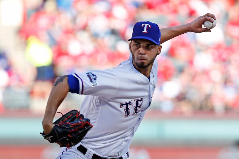 Texas Rangers relief pitcher Alex Claudio (58) is pictured during the Toronto Blue Jays vs....