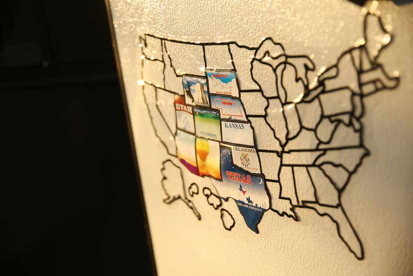 A map of states Keven Ann Willey and Georges Badoux have visited in the Casita sits on the...