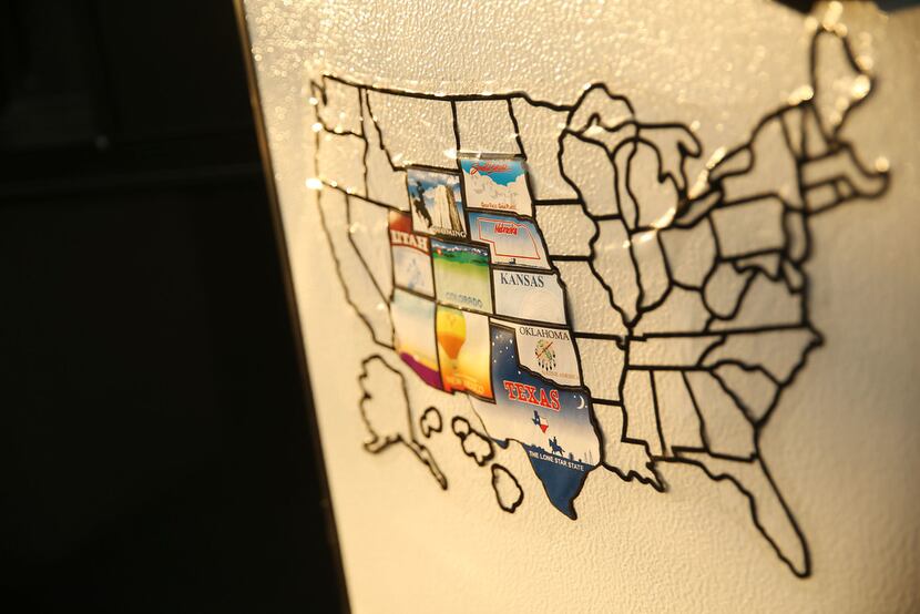 A map of states Keven Ann Willey and Georges Badoux have visited in the Casita sits on the...