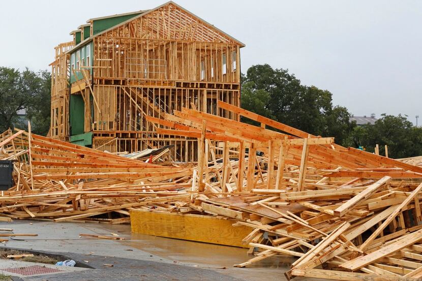 The aftermath of a structural collapse that killed one worker at a construction site at 2600...