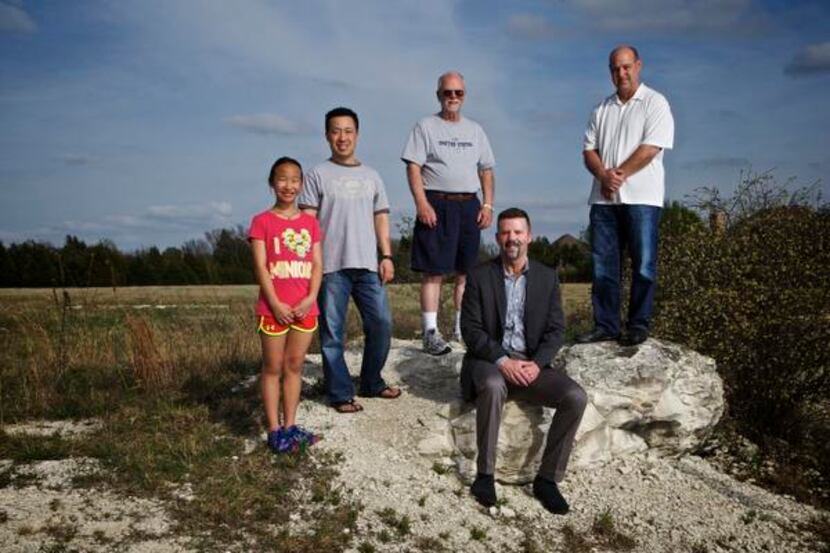 From left: Tiffany Hwang, 11, Tsen Hwang, Don Denton, Rodney Bice and Marc Sheff are opposed...