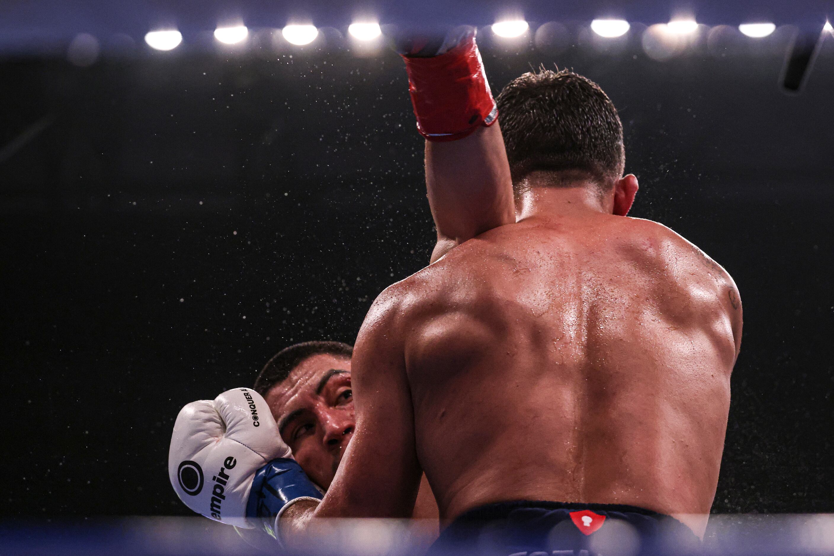 Vergil Oritz Jr. and Michael McKinson go head-to-head during the fight Saturday, August 6,...