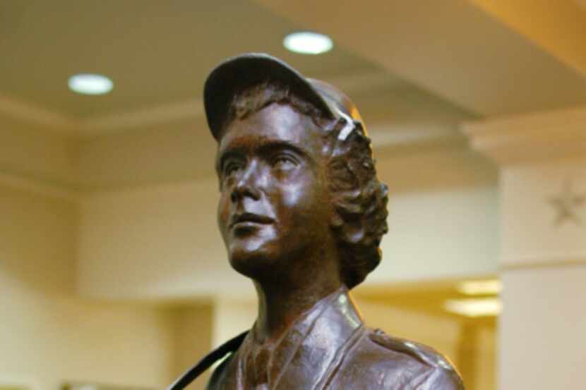 A bronze statue of a WASP is on display on the second floor of the Blagg-Huey Library at...