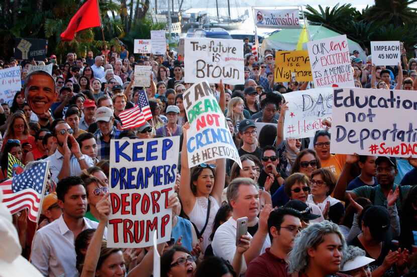 DACA supporters took to the streets in San Diego and around the country after the Trump...