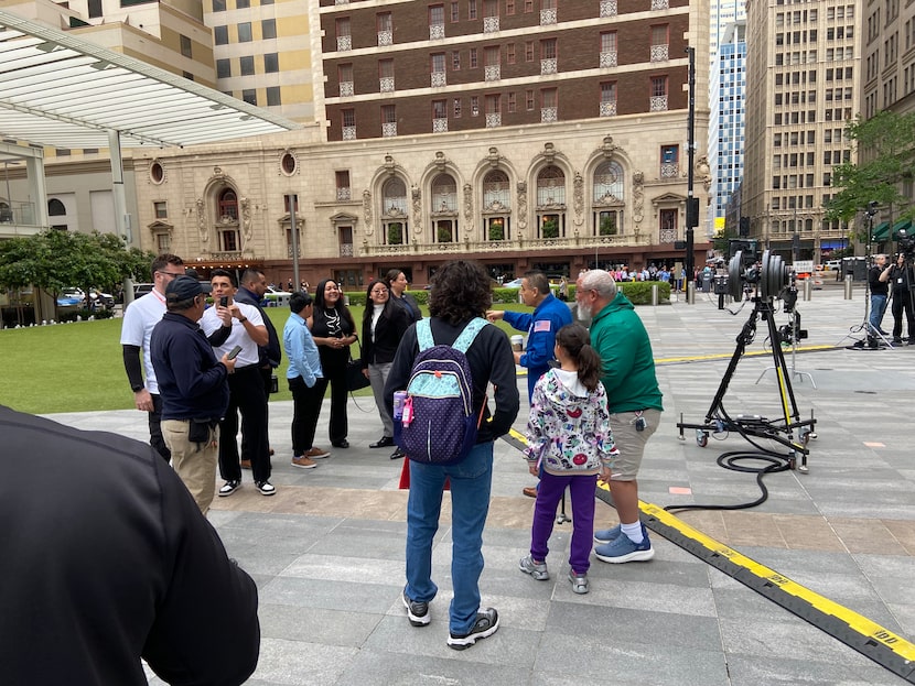 A crowd gathers around NASA astronaut Jose Hernandez at the AT&T Discovery District on...