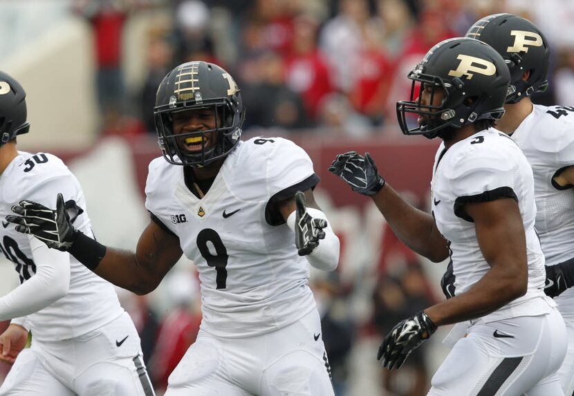 Purdue's Anthony Brown (9) celebrates after recovering an Indiana fumble during the second...