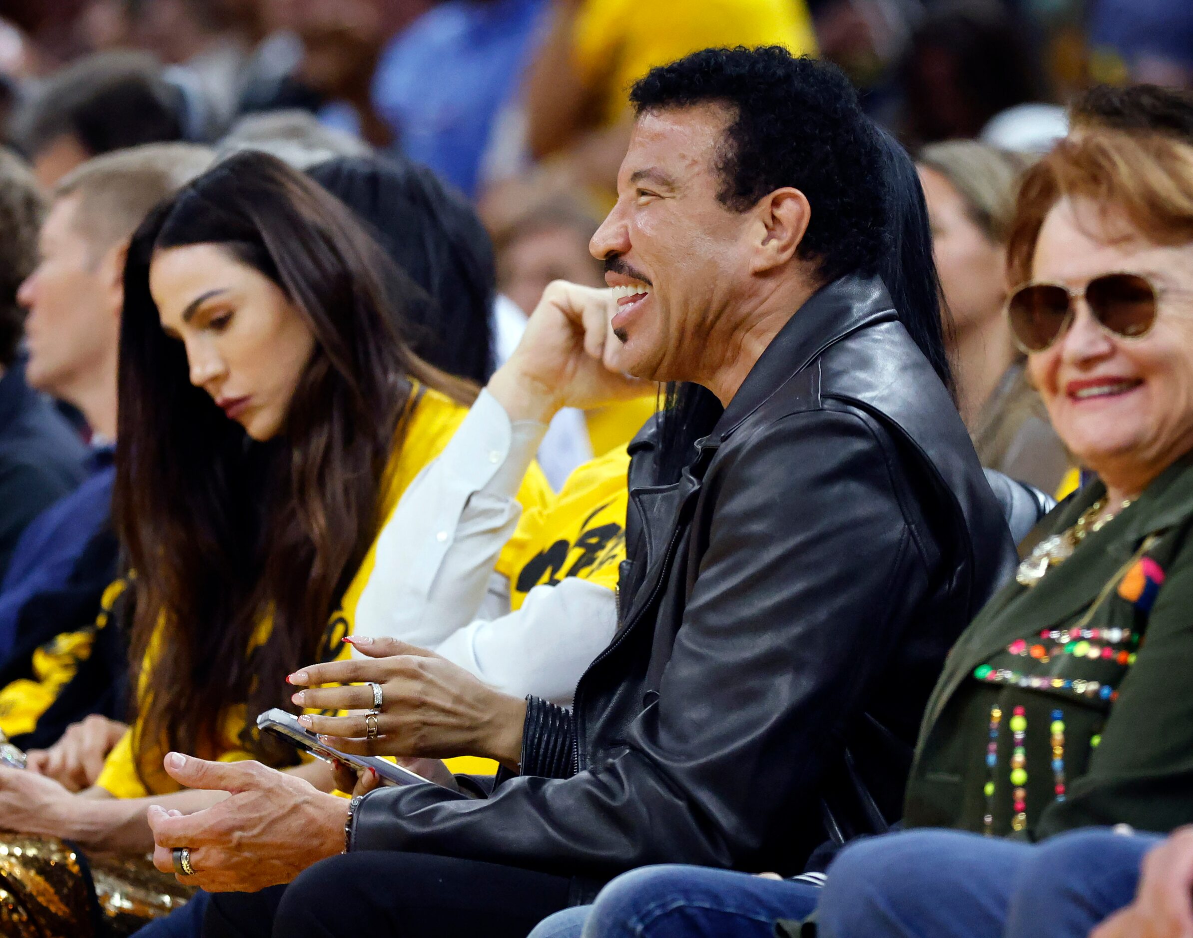 Singer and songwriter Lionel Richie takes in Game 5 from the front row of the NBA Western...