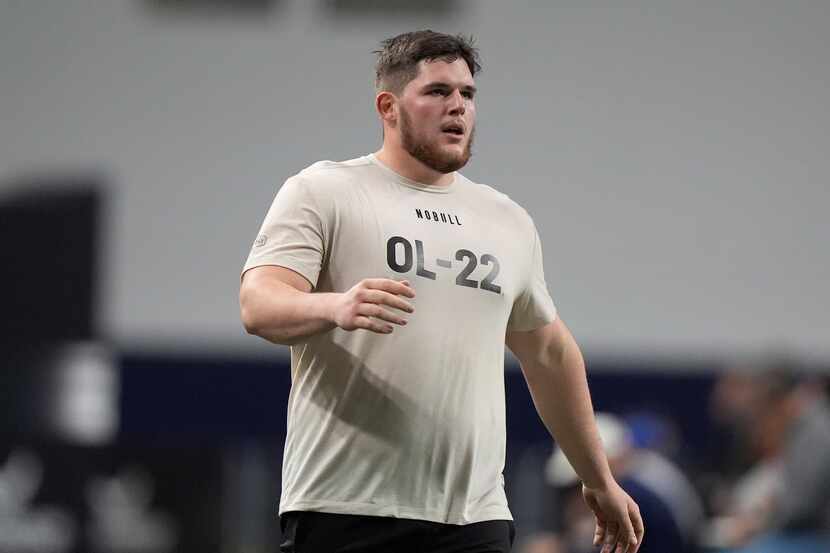 West Virginia offensive lineman Zach Frazier during Big 12 NCAA college NFL football pro day...