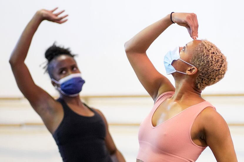 McKinley Willis (right) dances with a fellow company member during a rehearsal for "The Way...