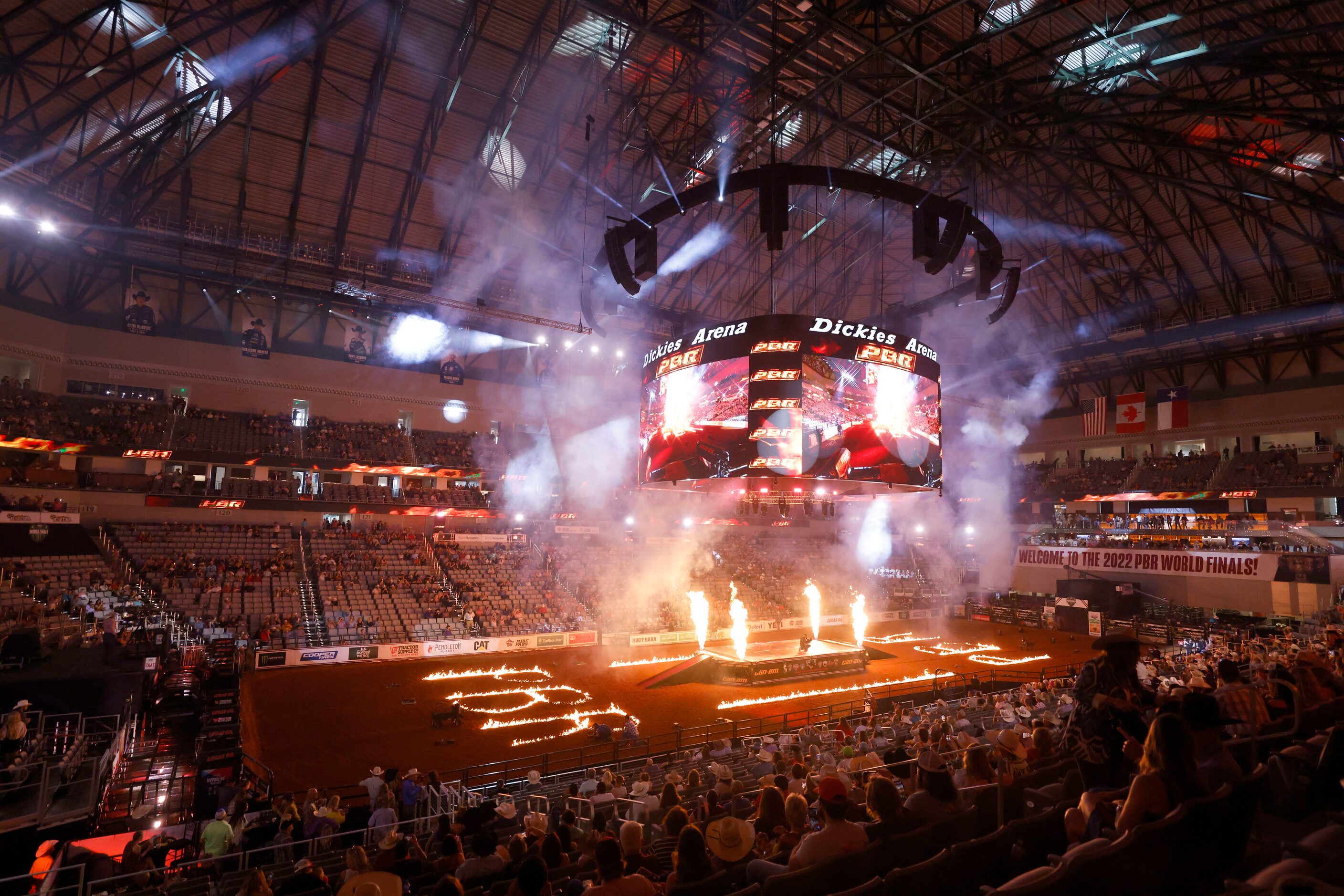 The opening introductions during the PBR World Finals in Fort Worth, Texas on Saturday, May...